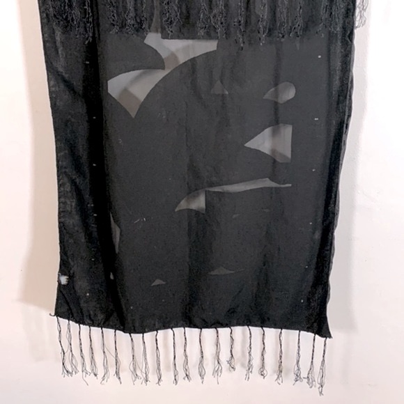 Boho Fringe Metallic Embellishments 18”Wide x 60” Long Felt Black Table Runner - Picture 10 of 13